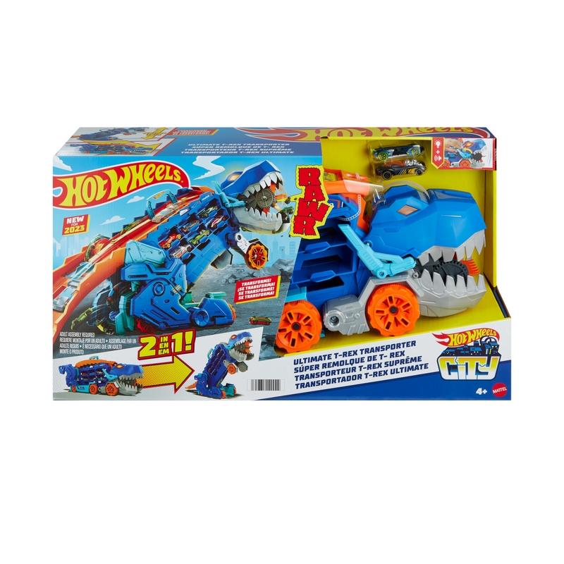 Sada Hot Wheels T-Rex Mega Transporter